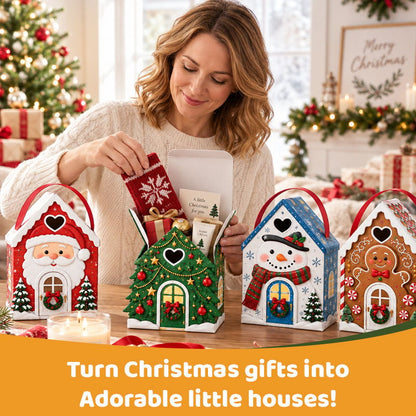 🎁 Christmas Cottage Gift Box—5 festive designs, free shipping, perfect for holding candy and small gifts!