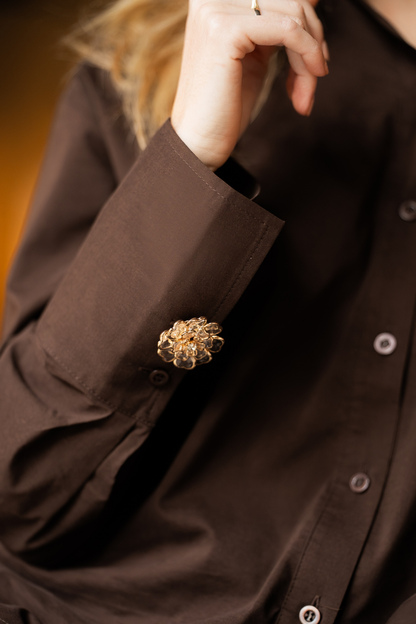 🌸 Rhinestone Flower Button Covers – Elegant Floral Cufflink Clips for Men & Women