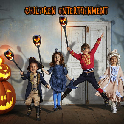🎃 Extra-Large Solar Torch Lights, 4-Piece Set 🔥 Outdoor Flickering Flame Lights for Halloween Yards and Gardens