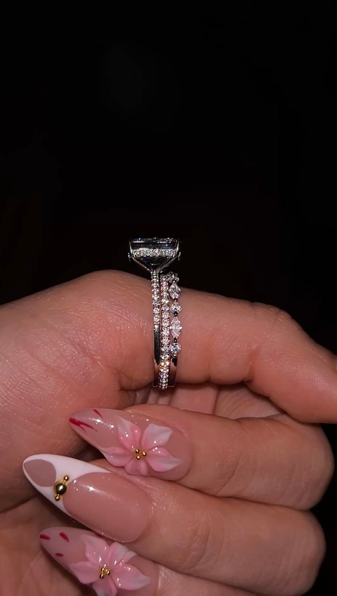 Luxury Radiant Cut Moissanite Ring Set