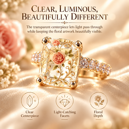 🇺🇸 Last Day Promo: 49% ✨ Vintage Rose Floral Crystal Statement Ring with Gold-Tone Band
