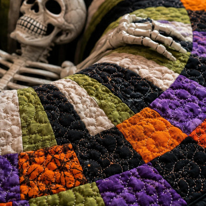 🔥Last Day 52% OFF - 👻3D Skeleton Vortex Quilted Round Halloween Rug👻