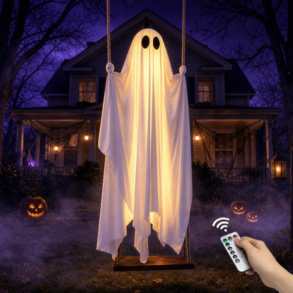 👻 5FT Hanging Ghost Halloween Decoration 🎃 Remote Control String Lights ✨ Spooky Outdoor Yard Decor for Porch, Tree & Garden