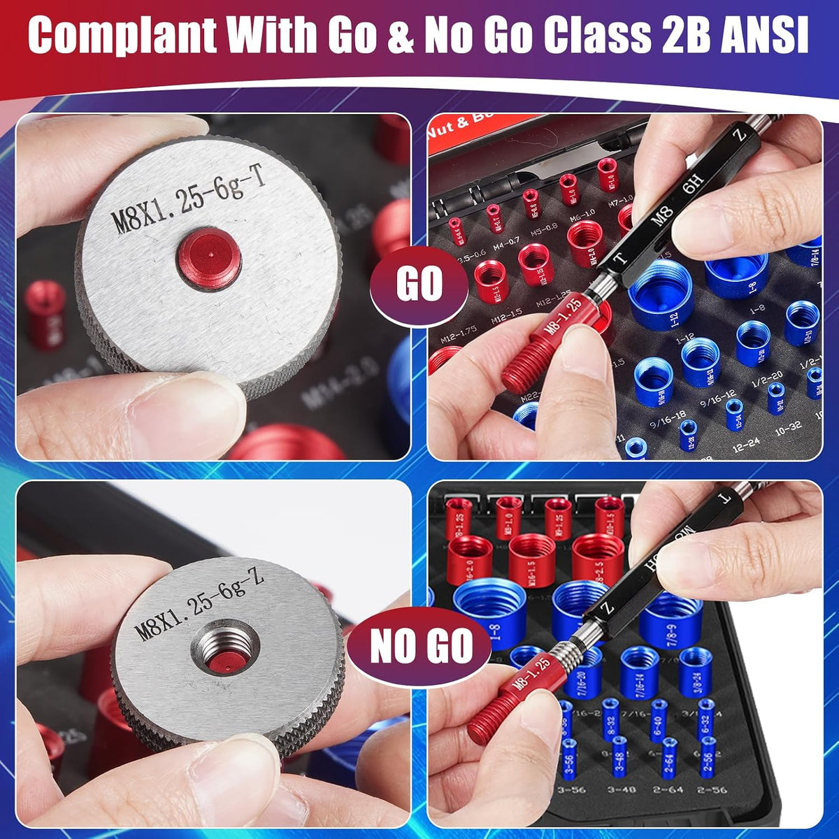 🔧 Nut & Bolt Thread Checker – 26/44/64-Piece Thread Gauge Set for Metric & Imperial Sizes