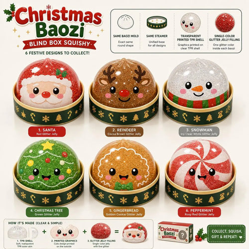 🎄6 Sparkly Jelly-Like, Cute and Soft Finger Toys—Adorable Christmas Stocking Fillers and Christmas Party Favors🎁