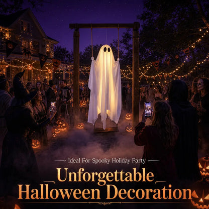 👻 5FT Hanging Ghost Halloween Decoration 🎃 Remote Control String Lights ✨ Spooky Outdoor Yard Decor for Porch, Tree & Garden