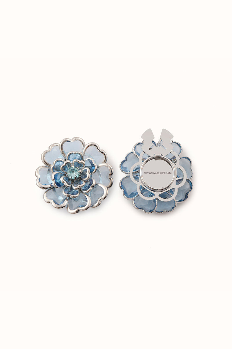 🌸 Rhinestone Flower Button Covers – Elegant Floral Cufflink Clips for Men & Women