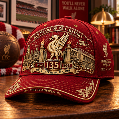135 Years of Red History Heritage Cap | 1892–2027 Anfield-Inspired Commemorative Hat