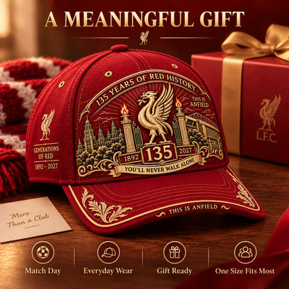 135 Years of Red History Heritage Cap | 1892–2027 Anfield-Inspired Commemorative Hat