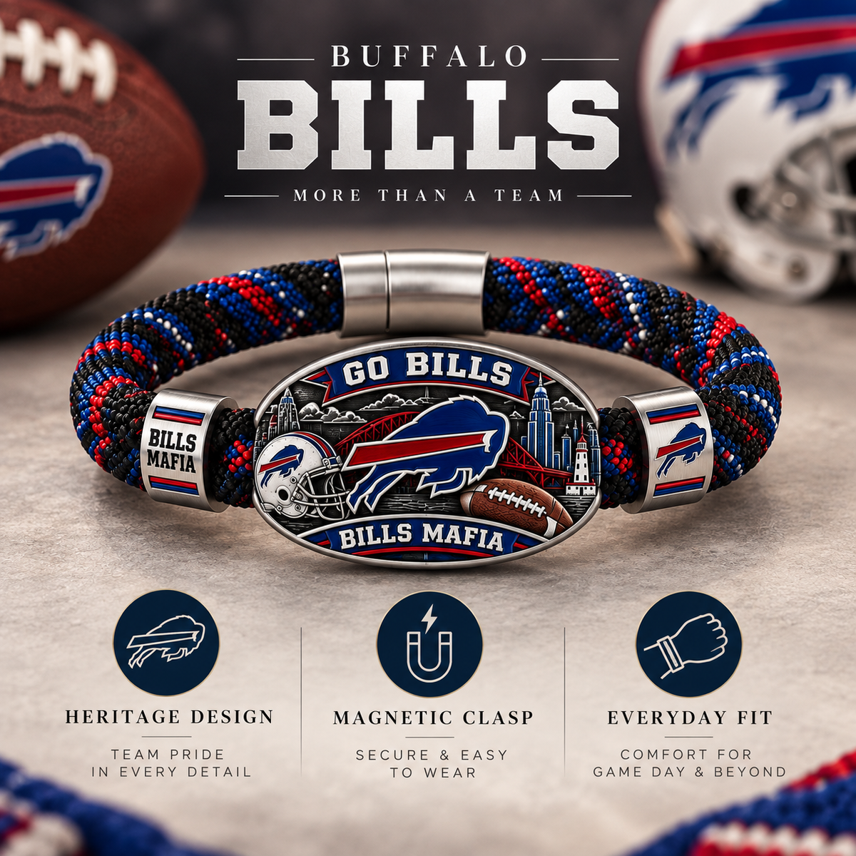 🇺🇸 Last Day Promo: 49% 🏈 Buffalo Football Heritage Braided Bracelet