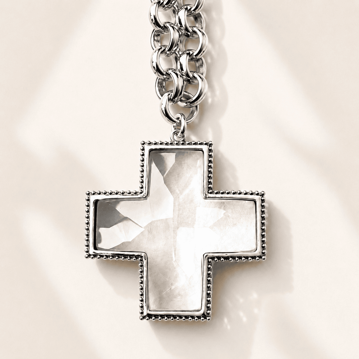 Crystal Cross Chunky Chain Necklace