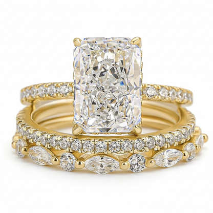 Luxury Radiant Cut Moissanite Ring Set