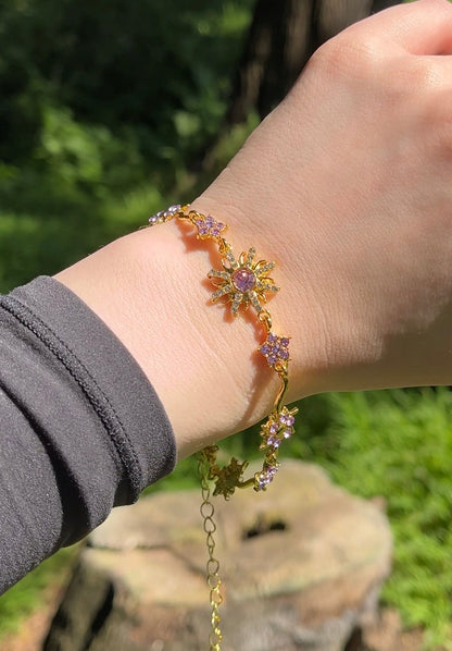 🔥Last Day 40% OFF -Golden Sun Princess Purple Bracelet