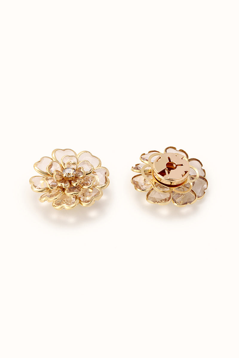 🌸 Rhinestone Flower Button Covers – Elegant Floral Cufflink Clips for Men & Women