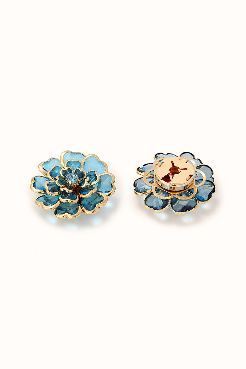 🌸 Rhinestone Flower Button Covers – Elegant Floral Cufflink Clips for Men & Women