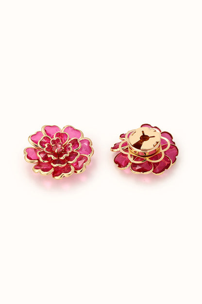 🌸 Rhinestone Flower Button Covers – Elegant Floral Cufflink Clips for Men & Women