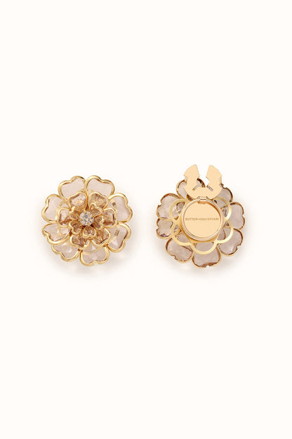 🌸 Rhinestone Flower Button Covers – Elegant Floral Cufflink Clips for Men & Women