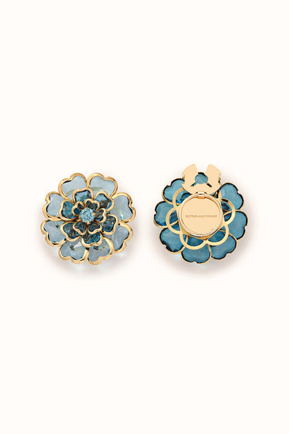 🌸 Rhinestone Flower Button Covers – Elegant Floral Cufflink Clips for Men & Women