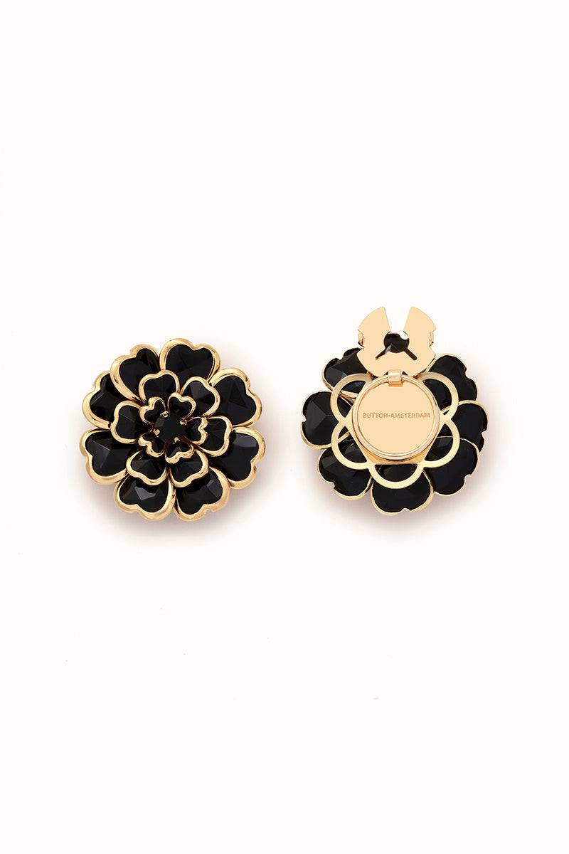 🌸 Rhinestone Flower Button Covers – Elegant Floral Cufflink Clips for Men & Women