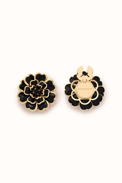 🌸 Rhinestone Flower Button Covers – Elegant Floral Cufflink Clips for Men & Women