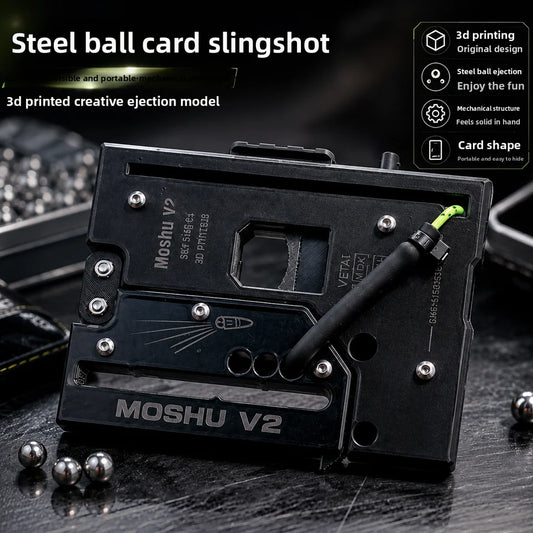 7MM Steel Ball Card METAL Slingshot Portable Folding Catapult Pistol Outdoor Equipment Decompression Leisure Entertainment Toy