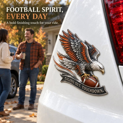 🦅 "Talons Out. Touchdown!" Premium Metal Eagle Car Emblem ” | The Ultimate Football Fan Decal