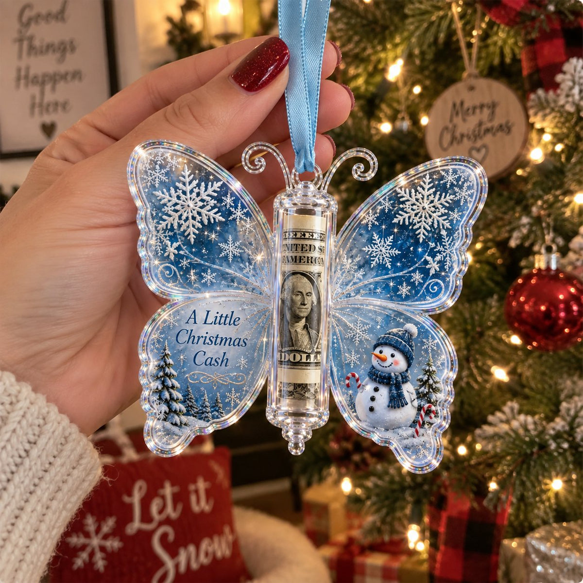 🦋💵 Christmas Butterfly Money Gift Ornament – Holiday Cash Holder Keepsake🎄✨