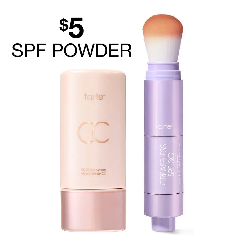 tarte CC color-correcting tinted serum + creaseless setting powder