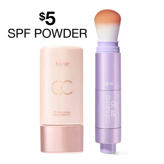 tarte CC color-correcting tinted serum + creaseless setting powder