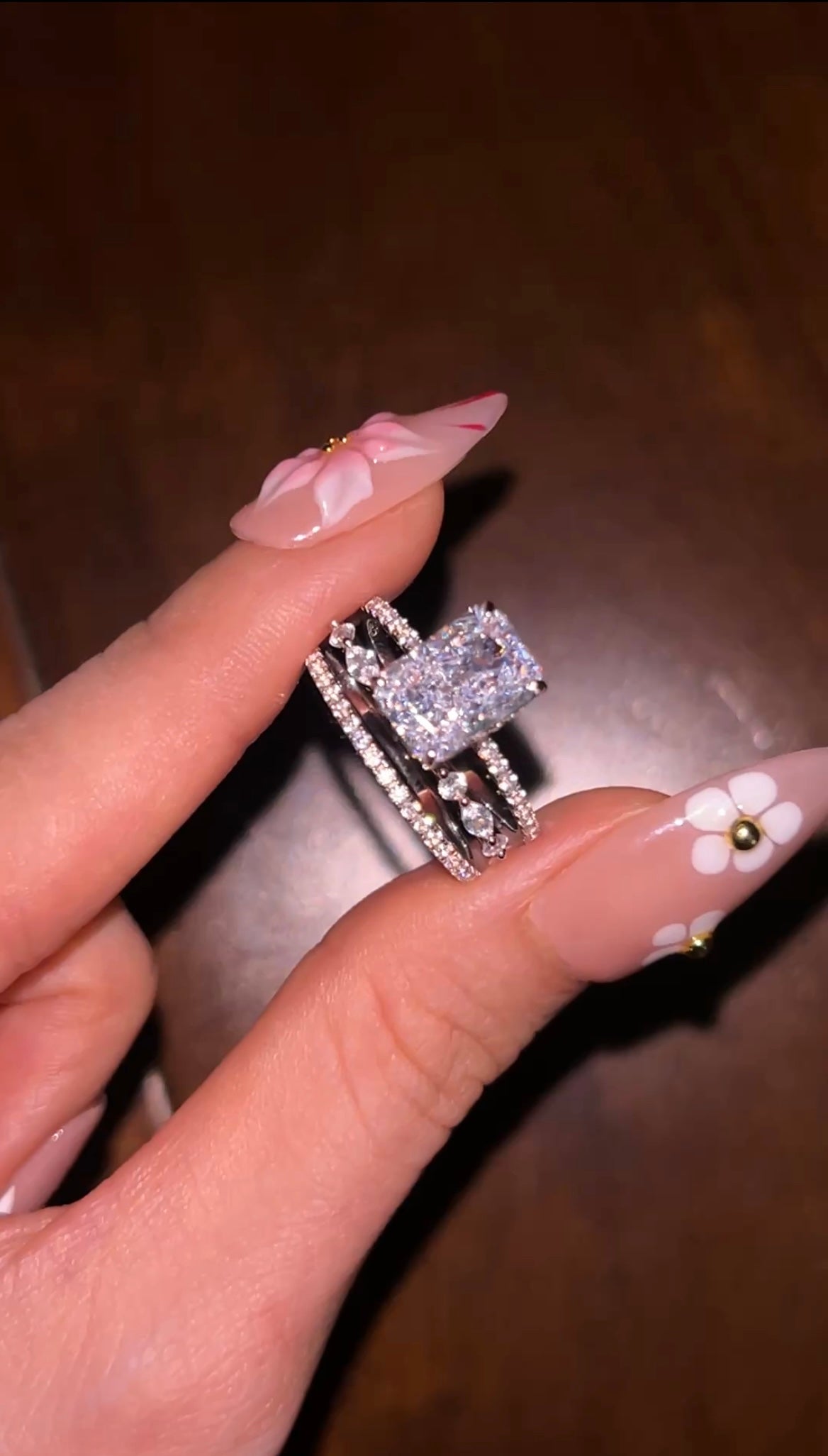 Luxury Radiant Cut Moissanite Ring Set