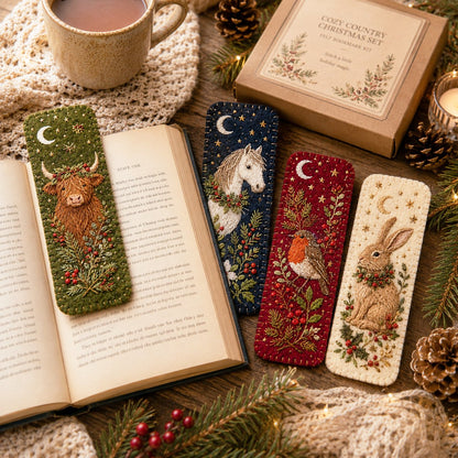 🎄 DIY Felt Embroidery Bookmark Kit(4PCS)