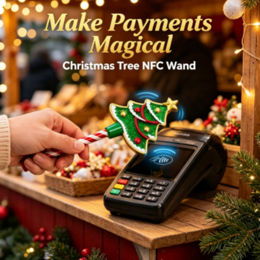 Christmas Tree Tap-to-Pay Wand, Festive Credit Card Payment Wand, 6-Piece Holiday Card Wand Set