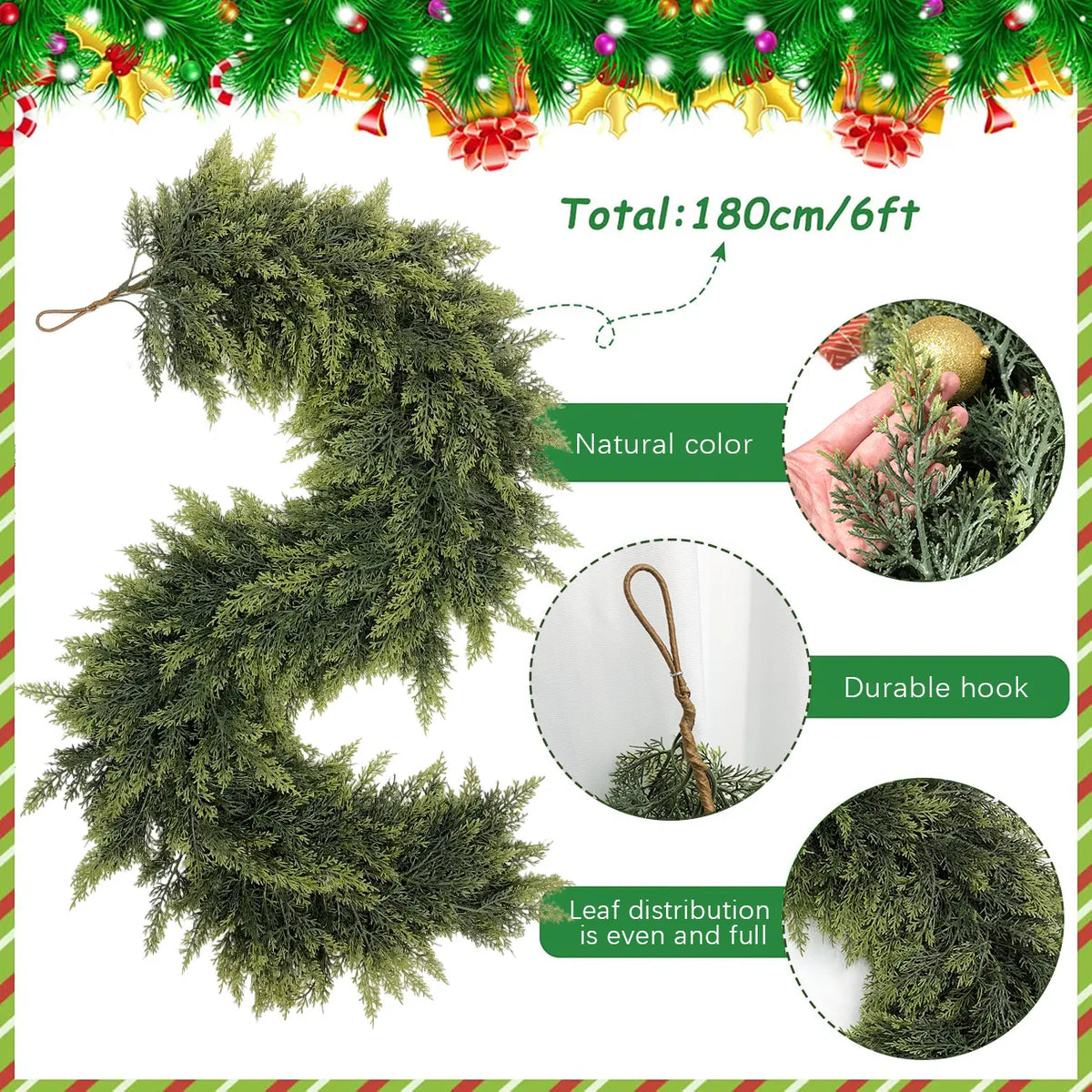 🎄 60% OFF — 2-Pack 6FT Real Touch Cedar Garland
