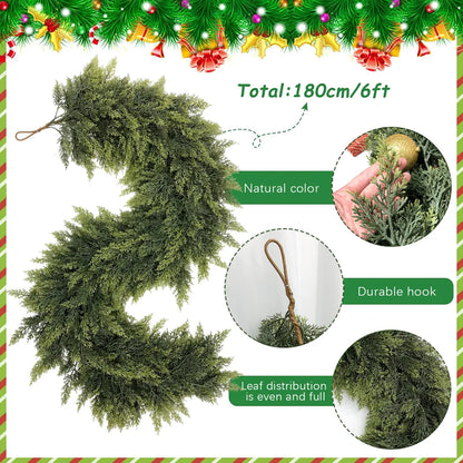 🎄 60% OFF — 2-Pack 6FT Real Touch Cedar Garland