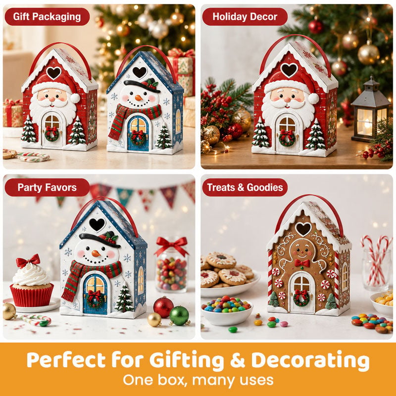 🎁 Christmas Cottage Gift Box—5 festive designs, free shipping, perfect for holding candy and small gifts!
