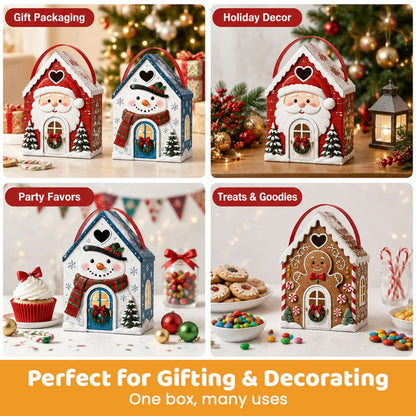 🎁 Christmas Cottage Gift Box—5 festive designs, free shipping, perfect for holding candy and small gifts!