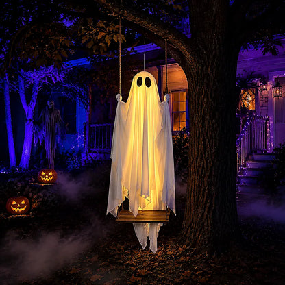 👻 5FT Hanging Ghost Halloween Decoration 🎃 Remote Control String Lights ✨ Spooky Outdoor Yard Decor for Porch, Tree & Garden