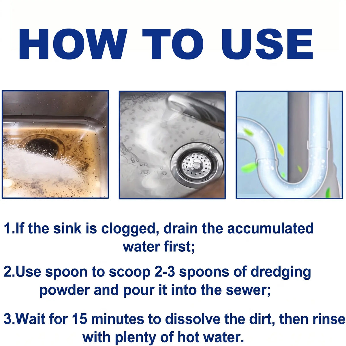 Powerful Drain Cleaner 320g – Fast Clog Remover for Kitchen, Sink & Toilet Drains