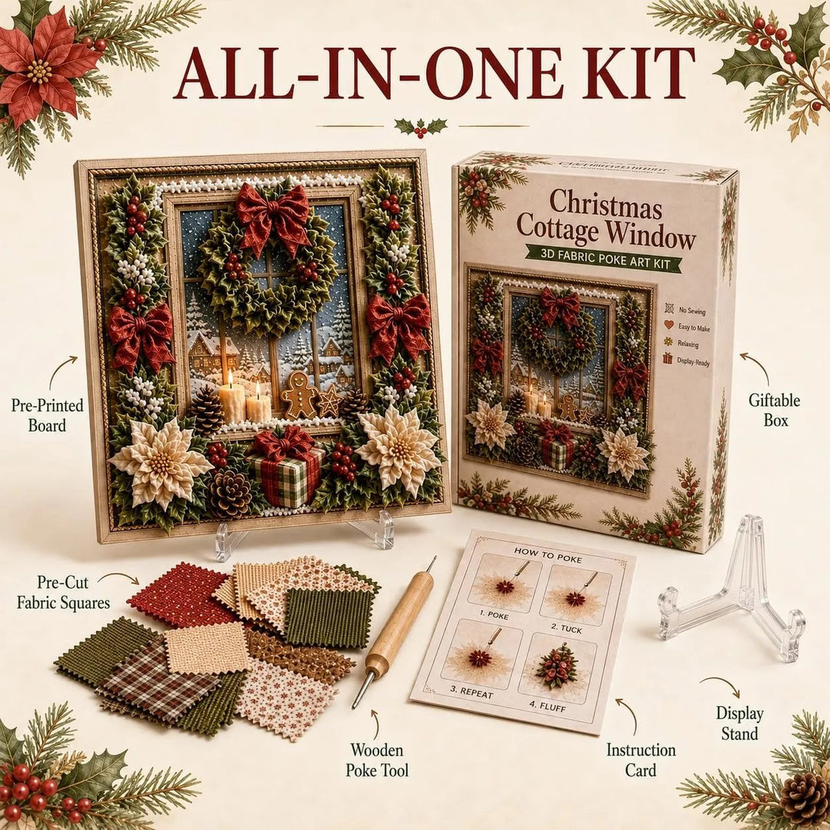 🔥LAST DAY 69% OFF --✨3D Christmas Fabric Poke Art Kit🖼️