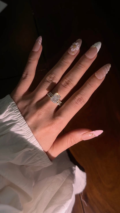 Luxury Radiant Cut Moissanite Ring Set
