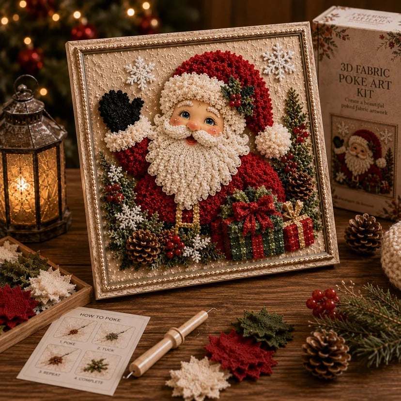 🔥LAST DAY 69% OFF --✨3D Christmas Fabric Poke Art Kit🖼️