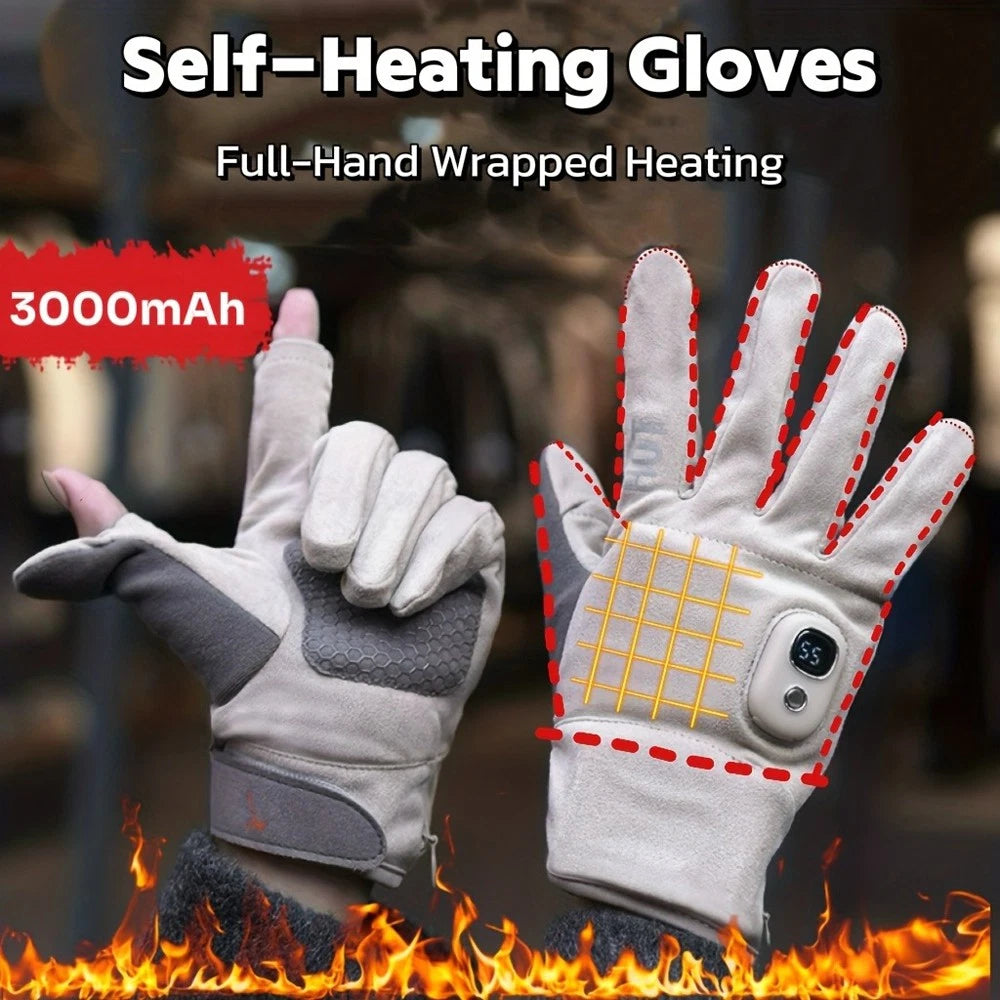 🔥Rechargeable Heated Touchscreen Gloves – Battery-Powered Winter Work Gloves with Heating Function, Thin, Flexible Design, and Touchscreen Fingertips for Men and Women