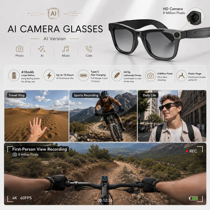 🔥 Smart AI Camera Glasses – 8MP Photochromic Lenses & Touch Control.