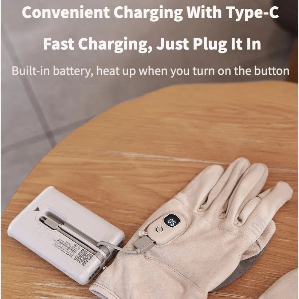 🔥Rechargeable Heated Touchscreen Gloves – Battery-Powered Winter Work Gloves with Heating Function, Thin, Flexible Design, and Touchscreen Fingertips for Men and Women